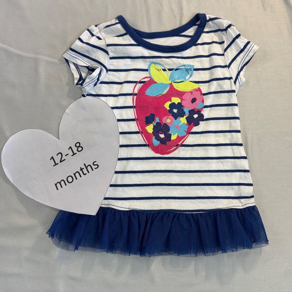 1989 Place - Navy and White Striped Short sleeve Tee with Floral Design
